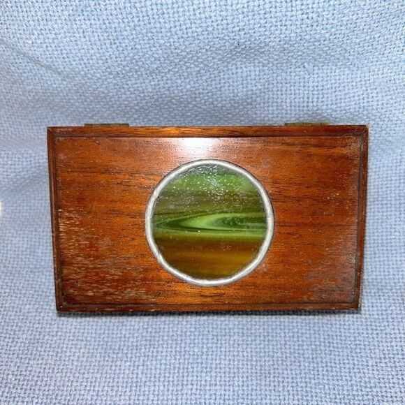 VINTAGE Handmade Hinged Wooden Jewelry Trinket Box - Picture 1 of 7